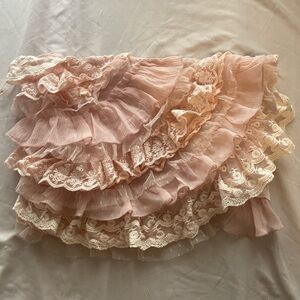 Elegant Pink Lace Ruffle Skirt